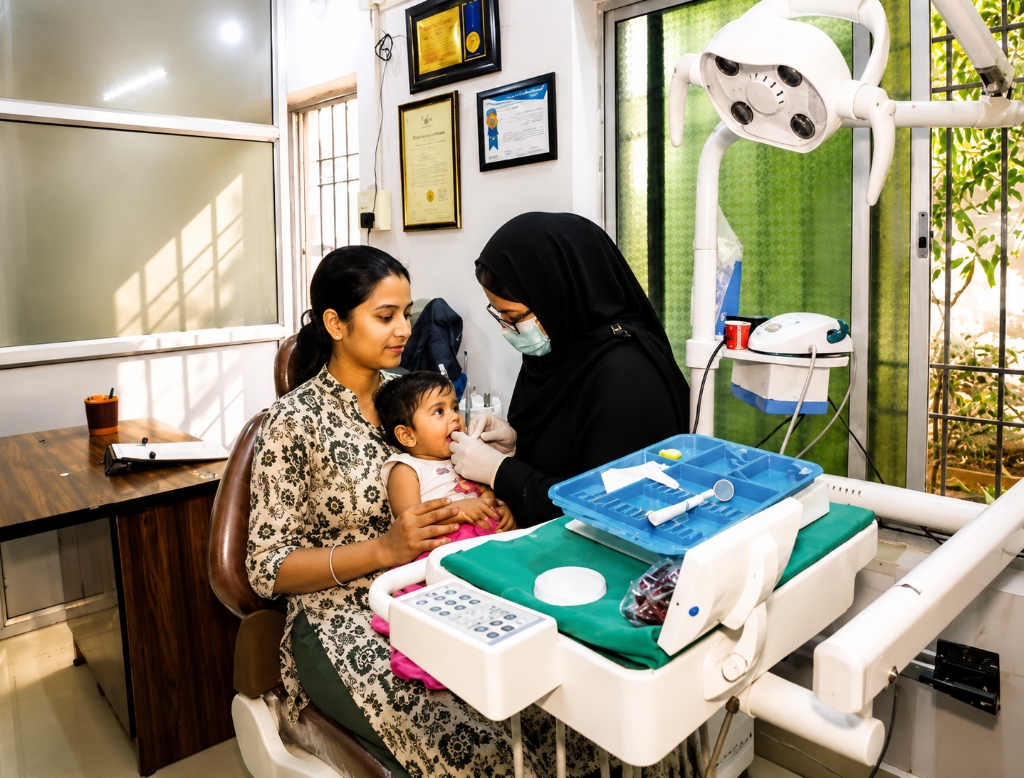 Dr. Sana Azizy BDS providing gentle dental care at Eat Well Dental Clinic in Anisabad Patna